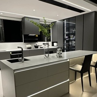 Muebles Modulares de Cocina con Cajones de Cierre Suave, Listos para Armar, Modernos, de Madera Gris, con Grifo, al Mejor Precio