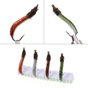 #12 realistico Caterpillar Worm Fly in lattice epossidico corpo luminoso Larva artificiale esca pesca a mosca trota esca esca per persico blu - Product Image 4