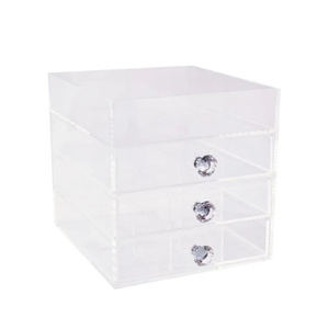 Diamond Collection Petite Organisateur de maquillage en acrylique écologique à 4 niveaux avec couvercle ouvert - Product Image 5