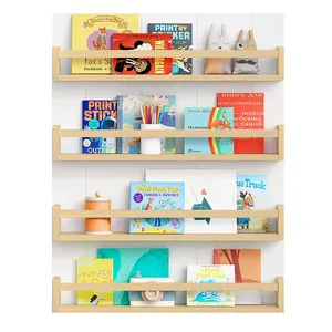 Étagères murales en bois naturel pour <span class=keywords><strong>chambre</strong></span> d'enfant, étagères flottantes de 24 pouces de long, bibliothèque murale pour <span class=keywords><strong>chambre</strong></span> d'ado, fille et garçon - Product Image 1