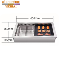 Gril Électrique Coréen Sans Fumée en Acier Inoxydable Double Usage Antiadhésif, Hot Pot Shabu, Contrôle Tactile Indépendant, BBQ Commercial 3-5 Personnes