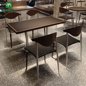 Custom-<strong>designed</strong> Retro <strong>Industrial</strong> Style Wood Metal Bar Table Chair Set Sintered Stone <strong>Top</strong> Durable Eco-Friendly Restaurants - Product Image 2