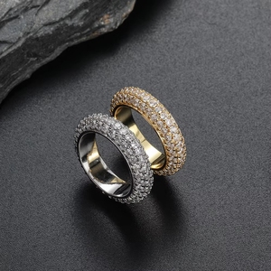 Großhandel Unisex Punk-Stil Vergoldeter Messing 3-Reihiger Ring mit Eingelegten Kubischen Zirkonia für Hochzeiten und Verlobungen - Product Image 2