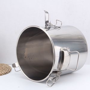 Stainless Steel Soup Bucket 304 With Handle Airtight Sealed Rice <b>Storage</b> <b>Container</b> Cylinder Shape Durable Household Use - Product Image 1