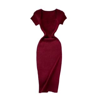 Robe en tricot décontractée à col carré et manches courtes, nouvelle collection été 2024 - Product Image 6