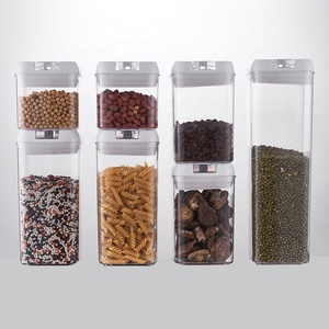 Wholesale Airtight <strong>Plastic</strong> Rectangle 7 Pieces Pack Canister Cereal Kitchen Organizer Pantry Food Storage <strong>Containers</strong> Set <strong>Lids</strong> - Product Image 6