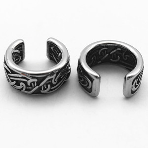 yunnique Cuff <b>Earrings</b> Titanium Steel Open Design Geometric Pattern Party Jewelry For Men And Women - Product Image 2