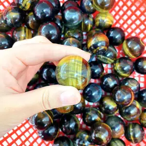 Wholesale Natural Carved Crystal Mini Spheres Blue Tiger Eye Ball Precious Stones For Home Decor