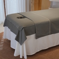 Housse de table de massage extra douce gris foncé avec trou pour le visage pour table de soin SPA