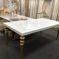 Table à manger moderne de luxe en 1 pièce, élégante, en verre et MDF, pour mariages, événements, banquets, salles extérieures, décoration de table élégante