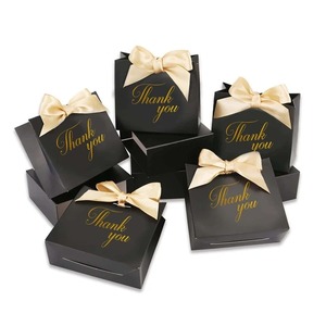 Custom Logo <b>Empty</b> Wedding Favors Small Party Candy Chocolate Package <b>Box</b> with Ribbon Pink White Wedding Gift Bags for Guests - Product Image 1