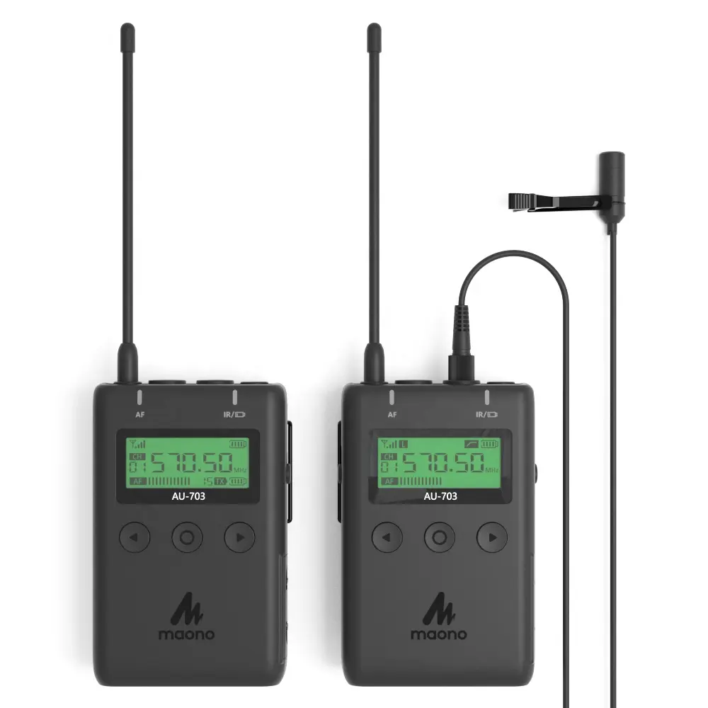 MAONO 48 canali UHF Wireless Collar microfono sistema registrazione fotografica microfono fotocamera reflex microfono Wireless usato