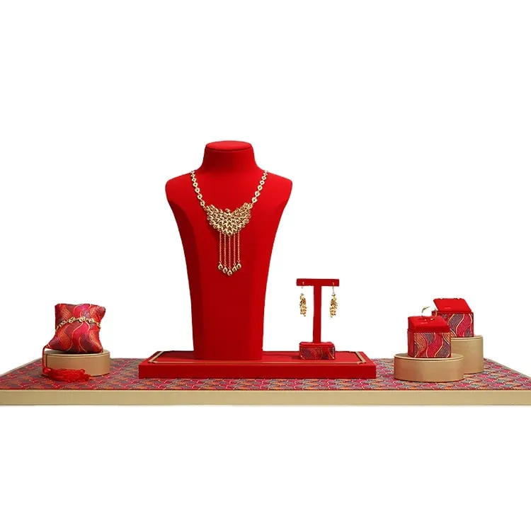Display Manekin Grosir Kustom untuk Perhiasan dan Cincin Set Merah