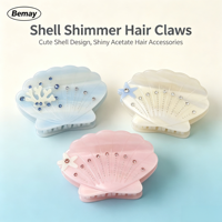 Pince à cheveux Bemay Fashion style luxe léger, coquillage étoile de mer avec strass, en acétate, pour tresses et chignon, pour femme