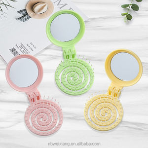 Cepillo para el Cabello con Logotipo Personalizado de Fábrica, Marca Privada, Masaje del Cuero Cabelludo, Desenredante para Cabello Rizado, Mini Cepillo para Viaje con Espejo - Product Image 6