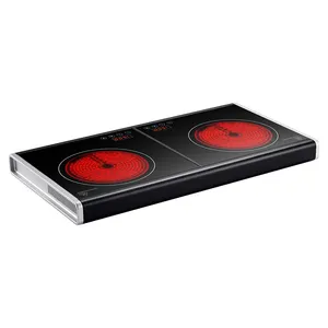 Cuisinière infrarouge électrique Portable Double 3000 <span class=keywords><strong>Watt</strong></span> avec commande tactile 2 brûleurs Cuisinière en céramique argentée pour usage domestique - Product Image 1