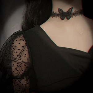 Japanische koreanische schwarze Spitze verstellbare Choker Samt Schmetterling Halskette Trendy Stoff Accessoires für Frauen für Party oder Geschenk - Product Image 5