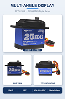 Servomoteur numérique 25KG 4.8V-6.0V avec engrenages en cuivre et acier inoxydable, vitesse rapide 0.18s, boîtier semi-aluminium pour avion RC