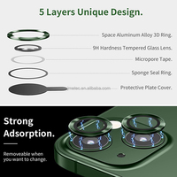 Protection d'écran en verre trempé pour objectif d'appareil photo, anneau en aluminium 3D CD texture 2023 pour iPhone 15 Pro Max 14 Plus