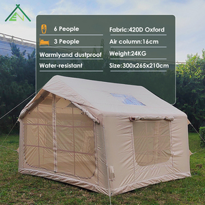 Tente de camping gonflable Hunter 8 m² pour 2-3 personnes, quatre saisons, imperméable, portable, type cabane, une chambre, un salon, pour l'hiver - Product Image 4