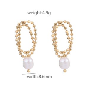 Pendientes de aro de acero inoxidable a la moda para mujer Diseño de joyería de alta calidad chapado en oro de 18 quilates - Product Image 3