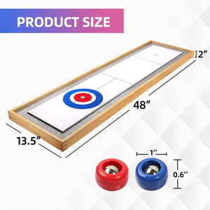 Cadeau pour enfants et adultes Jeu de plateau de jeu de table 2 en 1 en bois massif Mini shuffleboard et curling avec 8 rouleaux - Product Image 2