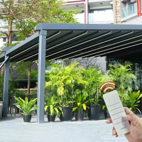 Auvent rétractable motorisé de luxe à cassette complète avec éclairage LED, nouveau design breveté, pour terrasse extérieure, télécommande, protection solaire en PVC poudré