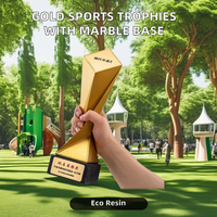 Trophée des champions en cristal de marbre doré du fabricant 2025 avec base noire grand trophée de la coupe du sport pour la compétition sportive