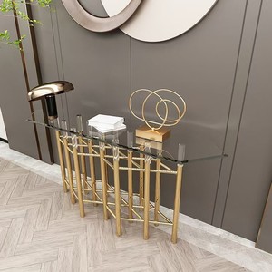 Luxury Metal Coffee <strong>Table</strong>, Minimalist <strong>Clear</strong> Glass Side <strong>Table</strong>, Home Entryway <strong>Table</strong> and Living Room Set - Product Image 3