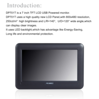 FEELWORLD DP701T ODM Panel táctil USB personalizado 7 pulgadas 800x480 TFT LCD Monitor Cable USB único para servicio OEM de alimentación y señal