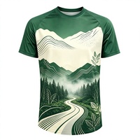 T-shirt de course à manches courtes 100 % polyester à séchage rapide, impression par sublimation intégrale personnalisée OEM, design imprimé sur toute la surface