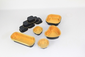 Contenitore in Alluminio Nero con Bordo Dorato, Mini Vaschette Quadrate in PET da 50ml con Coperchio, Usa e Getta, per Alimenti, Adatte al Forno - Product Image 5