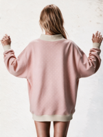 Sweat-shirt à col montant à pois pour femme, longueur allongée, avec logo brodé personnalisé, pull tendance