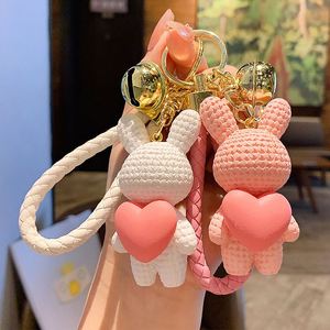 Fashion Cartoon Creative Knitting Love Rabbit Lovely Keychain Couple Bag Car <b>Keyring</b> Pendant Gift - Product Image 2