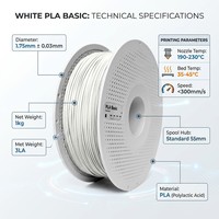 Filament PLA Basic pour imprimante 3D, 1,75 mm, haute résistance, faible tendance à la torsion, résistant aux UV, matériau d'impression 3D, température d'impression 200°C