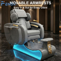 Mobilier de salon de beauté professionnel, fauteuil de pédicure électrique inclinable avec bassin de spa pour les pieds