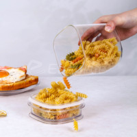 Pot de conservation en verre classique 10OOML avec couvercle anti-poussière en ABS pour le rangement des céréales, des pâtes, des grains de café dans le garde-manger, hermétique et durable