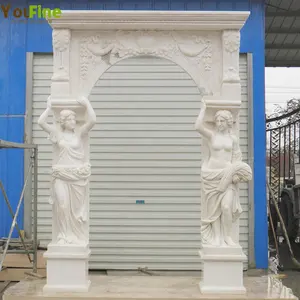 Cadre de porte en marbre de décoration extérieure en marbre naturel blanc classique