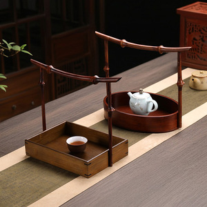 Chinese Bamboo Style Serving <b>Tray</b> Set Wooden Pattern Restaurant Use Fruit <b>Basket</b> - Product Image 4