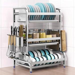 Countertop Stainless Steel Metal <b>Kitchen</b> Dish Rack Utensil Organizer <b>Storage</b> Sink Rack Dish Drying Rack Non-Folding - Product Image 2