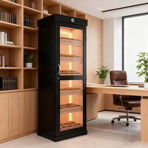 Humidor de cigares d'usine avec serrure, 6 plateaux, grand humidor en bois de cèdre espagnol, capacité de 1000 cigares, contrôle de la lumière - Product Image 2
