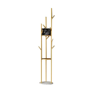 Traje de metal y metal dorado Soporte de piso Valet Organizador de ropa Perchero Abrigo y percha - Product Image 4