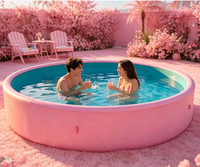 Maßgefertigter DWF Aufblasbarer Bodenpool Langlebiges UV-Beständiges PVC 7mm Dick Tragbarer Schwimmpool für Garten Outdoor Kinder Erwachsene