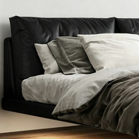 Lit flottant en cuir véritable, style italien minimaliste moderne, lit double de luxe, rembourrage en duvet, chambre principale haut de gamme