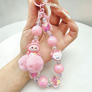 Llavero de cuentas rosa INS, accesorio bonito, llavero de dibujos animados rosa, colgante para bolso, cordón para teléfono móvil - Product Image 3