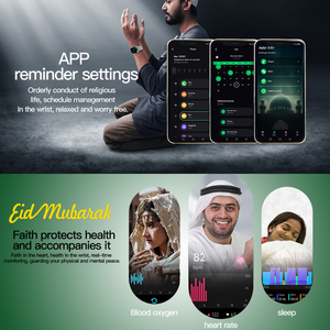 Fw35 Smartwatch Hombre Vòng đeo tay hồi giáo cổ tay đồng hồ qiblaf quran allah's 99 Tên Relojes Đồng hồ thông minh 2024 2025 thiết bị đeo được - Product Image 3