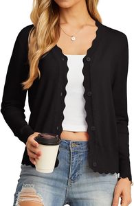 Manga comprida decote em v botão feminino aberto frente Casual Primavera Camisa/Blusa Camisola de malha confortável - Product Image 2