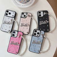 Coque de téléphone en PU avec chaîne de perles et nœud en strass, motif serpent de luxe, pour iPhone 17 Pro Max, compatible également avec les modèles 16, 15, 14