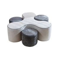 Nouvelle collection : Ensemble modulable créatif de table et chaises de jeu en tissu avec revêtement en velours, canapé en arc et banquette combinée