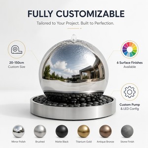 Fuente Esférica Giratoria <span class=keywords><strong>de</strong></span> Acero Inoxidable 304/316 con Energía Solar, Escultura para Jardín Zen o Santuario, Libre <span class=keywords><strong>de</strong></span> Mantenimiento - Product Image 5